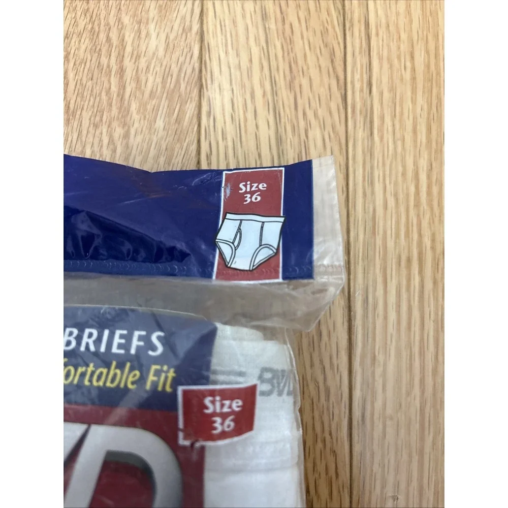 Vintage 1996 BVD 4 Pack of Mens White Breifs Underwear Size 36 NEW Package of‎ 4